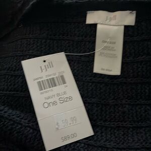 J. Jill NWT Summer knit kimono type wrap.  Navy Blue One Size.